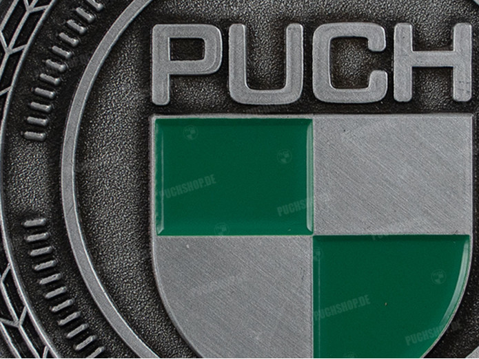 Badge / emblem Puch logo Silver with enamel 47mm RealMetal